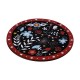 Wooden Pendant Round with Star Flower Bird & Pomegranate 114mm