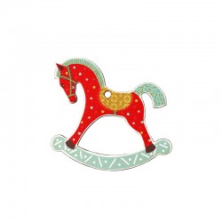 Wooden Pendant Carousel Horse with Stars 60x55mm