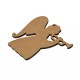 Pendentif en bois ange avec Trompette et Fleurs 67 x 75 mm