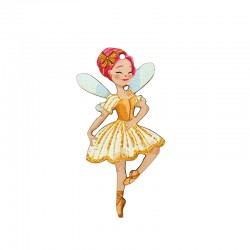 Ciondolo in Legno con Fata Ballerina 39X74 mm