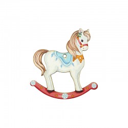 Ciondolo in Legno Cavallo da Giostra 68X71 mm