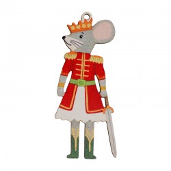 Pendentif de Noël en bois avec le roi des Souris et Casse-Noisette 35 x 75 mm