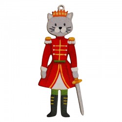Pendentif de Noël en bois Représentant un chat Casse-Noisette 36 x 80 mm