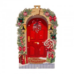 Pendentif en bois Porte de Noël 61 x 90 mm