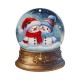 Wooden Pendant Snow Globe with Snowmen 63x80mm