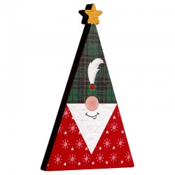 Décoration en bois « Nain avec Sapin de Noël » 75 x 120 mm