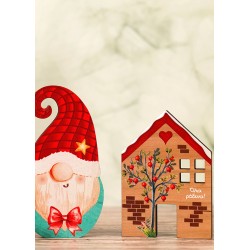 Décoration en bois « Nain avec nœud » 65 x 120 mm