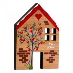 Décoration en bois Maison avec cœur 71 x 100 mm