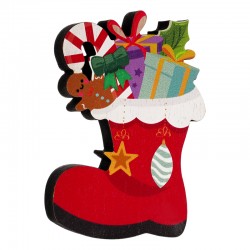 Decoración Navideña de Madera con Botas y Regalos 89 x 130 mm