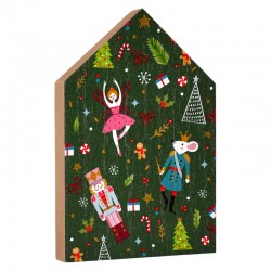 Casa Decorativa de Madera con Adornos Navideños 180 x 120 mm
