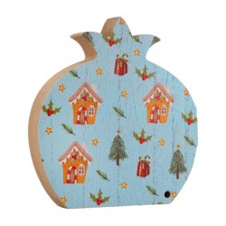 Décoration en bois Grenade avec Décorations de Noël 133 x 124 mm