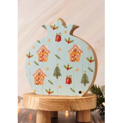 Decoración de Madera con Granada y Adornos Navideños 133 x 124 mm