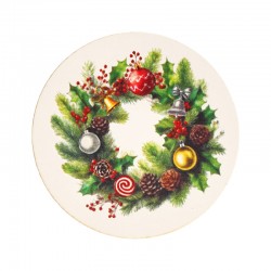 Sous-Verre de Noël en bois avec Couronne 82 x 68 mm