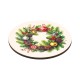 Wooden Christmas Coaster with Wreath 82x68mm