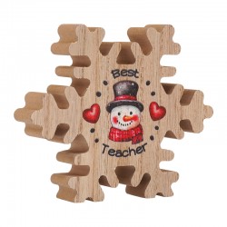 Adorno Decorativo de Madera con Copo de Nieve «Best Teacher» 90 x 105 Mm/20 mm