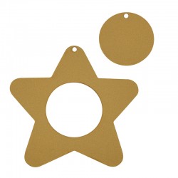 Pendentif en bois Étoile 93 mm et Cercle 40 mm (2 Pièces/Set)
