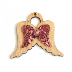 Pendentif Ailes d'Ange en Bois et Plexiacrylique 79x68mm