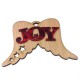 Wooden and Plexi Acrylic Pendant Angel Wings 'Joy' 99x70mm