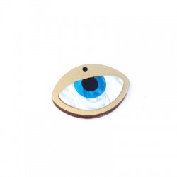 Pendentif ovale en Bois avec œil en Plexiacrylique 40x29mm