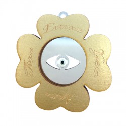 Pendentif en bois Émaillé et Acrylique Plexi Trèfle 70 mm