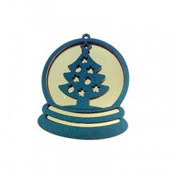 Pendentif en bois et Acrylique Plexi avec Sapin de Noël 74 x 64 mm