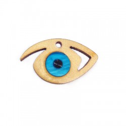 Pendentif en Bois et Plexiacrylique œil porte-bonheur 33x19mm