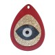 Pendentif goutte en Bois et Plexiacrylique avec œil porte-bonheur 52x75mm