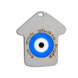 Pendentif en bois et Plexiglas Acrylique en Forme de Maison avec œil Maléfique 58 x 64 mm