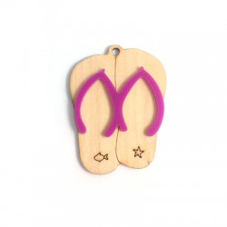 Wooden Pendant Flip Flop 46x57mm