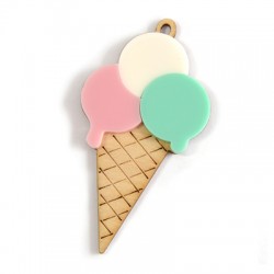 Wooden Pendant Ice Cream with Plexi Acrylic 59x34mm