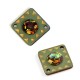 Wooden Square Pendant with Resin Stone Connector 19mm