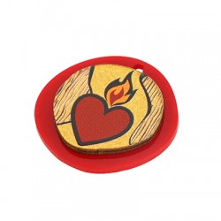 Pendentif en bois avec Acrylique Plexi en Forme de cœur Irrégulier 30 x 29 mm
