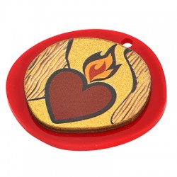 Pendentif en bois avec Acrylique Plexi cœur Irrégulier 42 x 40 mm