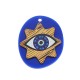 Wooden with Plexi Acrylic Pendant Oval Evil Eye Star 37x32mm