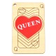 Wooden with Plexi Acrylic Pendant Paper Card “QUEEN” 43x70mm