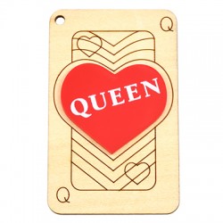 Colgante de Madera Carta y Metacrilato “QUEEN” 43x70mm