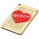 Wooden with Plexi Acrylic Pendant Paper Card “QUEEN” 43x70mm