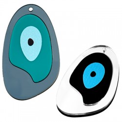 Pendentif en bois avec Acrylique Plexi Irrégulier Evil Eye 52 x 31 mm