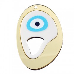 Pendentif en bois avec Acrylique Plexi œil Maléfique Irrégulier 41 x 58 mm