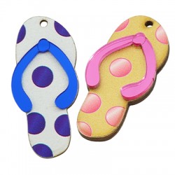 Wooden with Plexi Acrylic Pendant Flip Flops 24x16mm