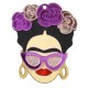 Wooden & Plexi Acrylic Pendant Frida Kahlo with Glasses45x54mm