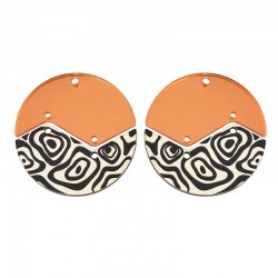 Pendentif rond en bois et Acrylique Plexi 40 mm (4 Pièces/Lot)