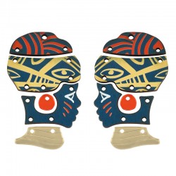 Pendentif en bois et Acrylique Plexi Femme Africaine 35 x 55 mm (10 Pièces/Lot)