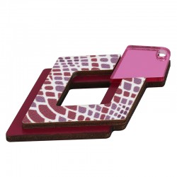 Wooden with Plexi Acrylic Pendant Geometric Rhombus 29x55mm