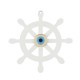 Wooden with Plexi Acrylic Pendant Boat Wheel with Evil Eye 85mm