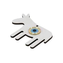 Wooden with Plexi Acrylic Pendant Donkey with Evil Eye 80x65mm