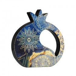 Pendentif Décoratif en bois et Plexiglas Acrylique « Grenade avec Fleur » 85 x 90 mm