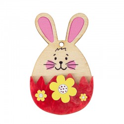 Pendentif Lapin en bois et Plexiglas Acrylique 46 x 75 mm