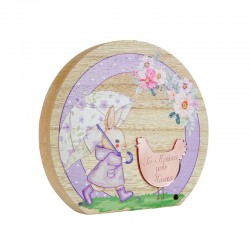 Décoration Ronde en bois et Plexiglas Acrylique « Πρώτο Πάσχα » 145 x 132 mm