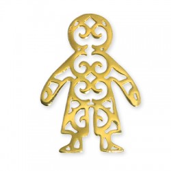 Colgante de Metal Latón Niño Filigrana 40x55mm